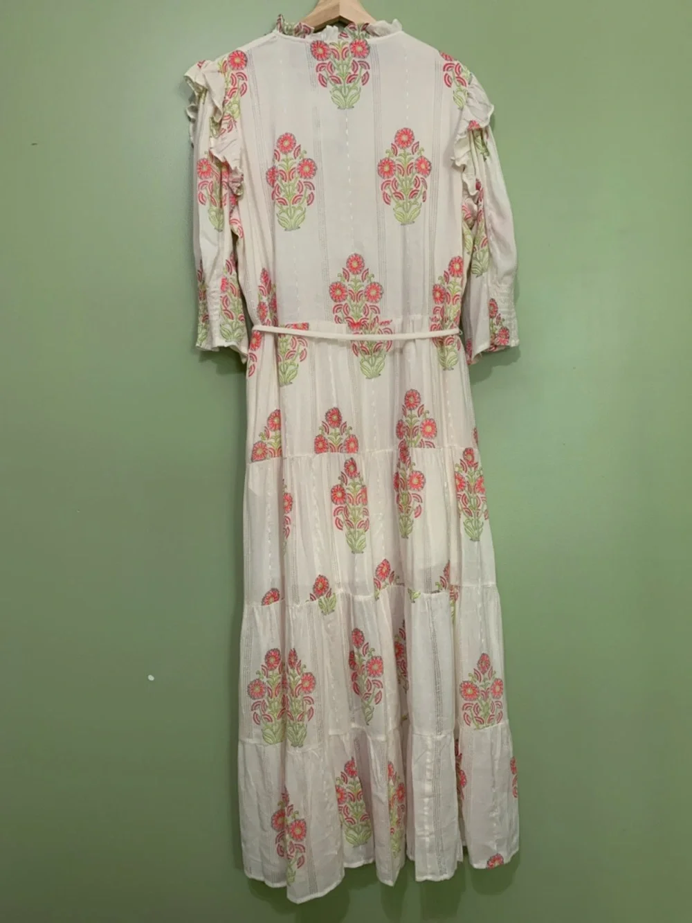 Oliphant Pintuck Ruffle Maxi Dress in Algarve Pink Size 2XL NWT - Picture 8 of 14